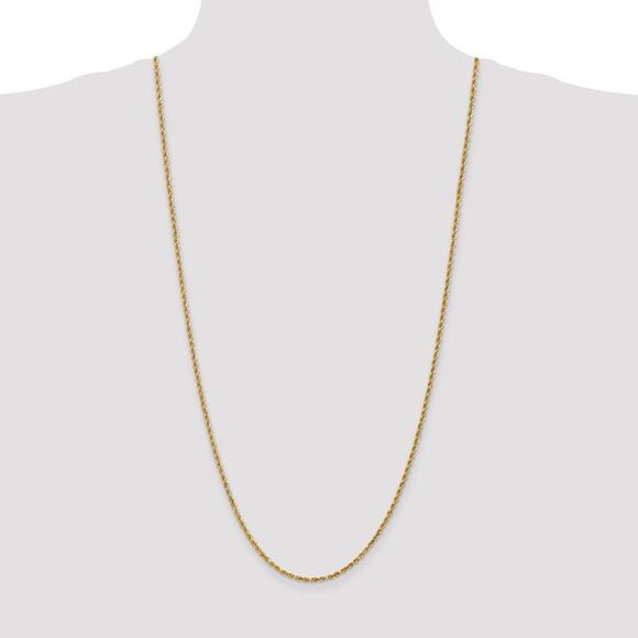 2.25mm, 14k Yellow Gold Diamond Cut Solid Rope Chain Necklace, 30 Inch - Picture 2 of 8